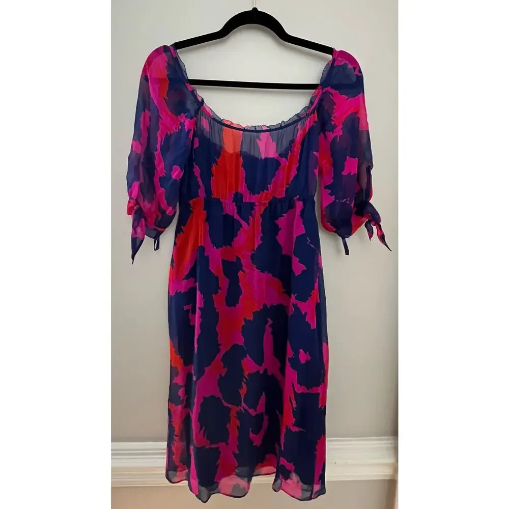 Diane von Furstenberg Maximailst Funky 100% Silk Leopard Animal Print Dress M - Picture 8 of 10
